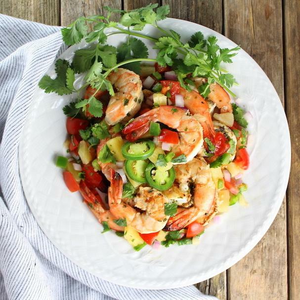 Cilantro Lime Grilled Shrimp with Pineapple Salsa